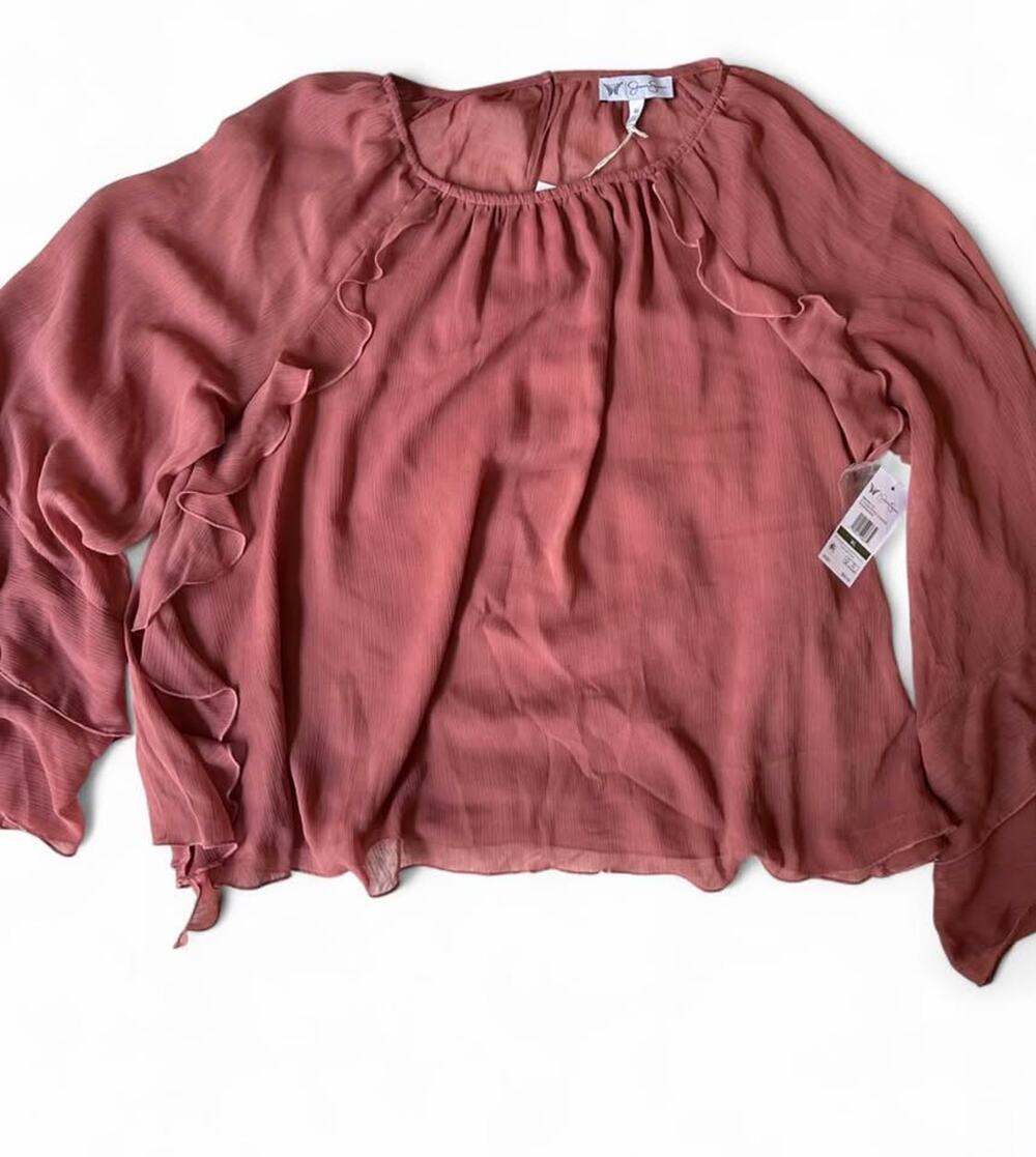 Jessica Simpson Ruffle Tiered Bell Sleeve Blouse Size XL